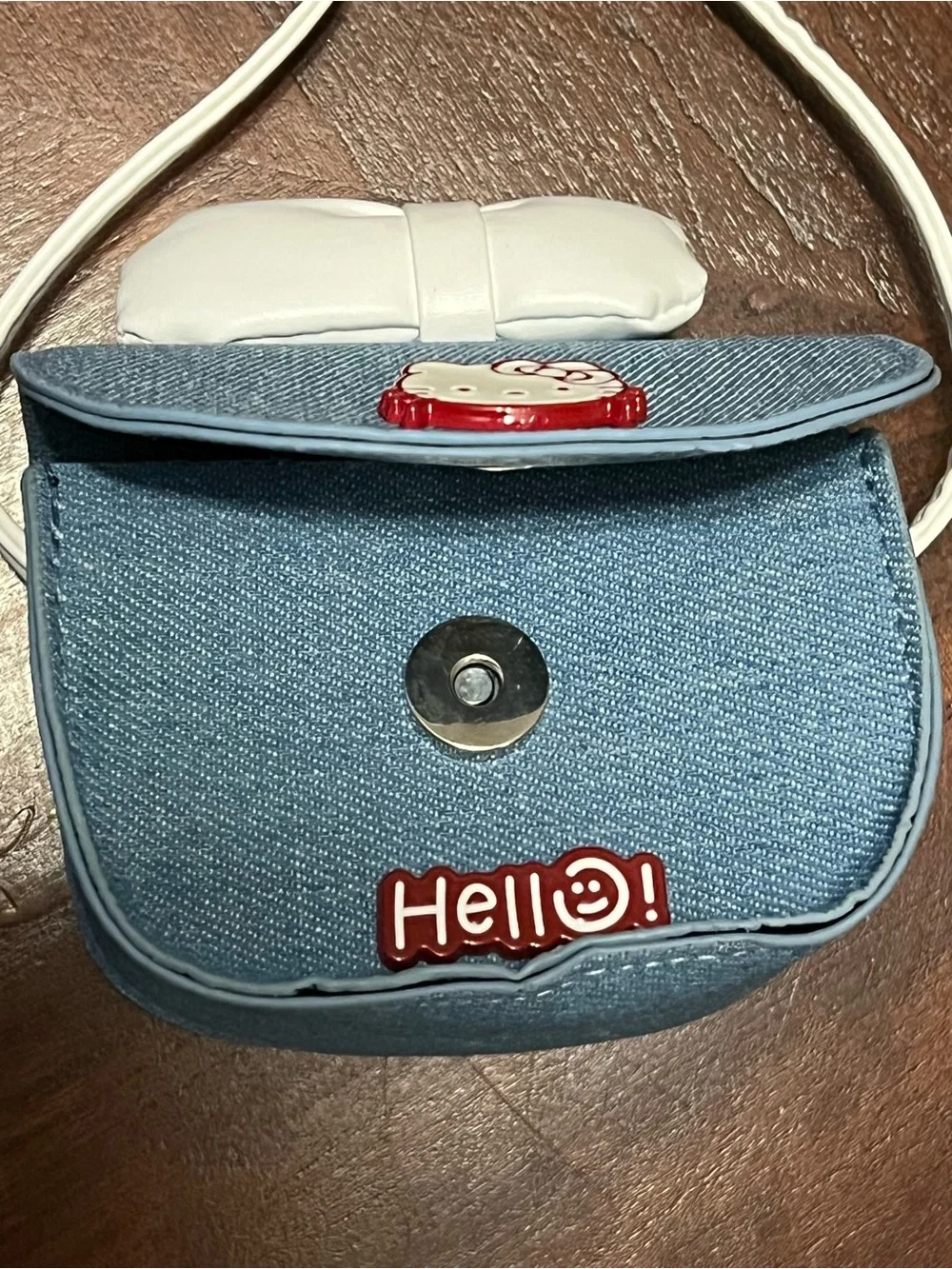 Hello Kitty Light Blue Kids Crossbody Bag with White Bow